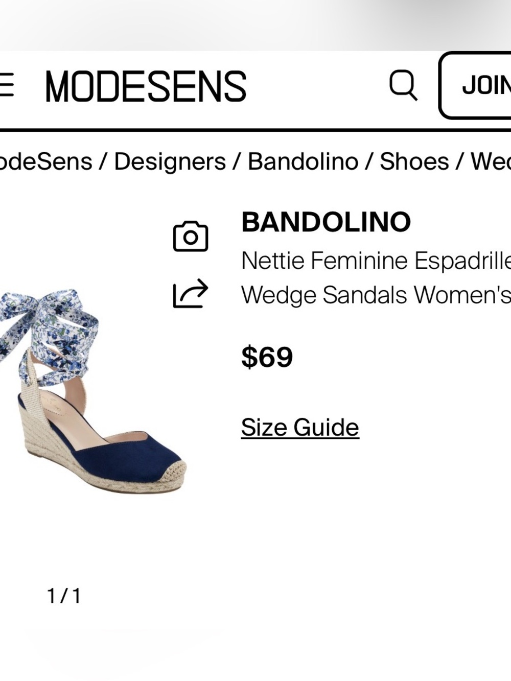 Bandolino Nettie Navy Padded Wedge Espadrille with Floral Ankle Tie - Picture 7 of 8